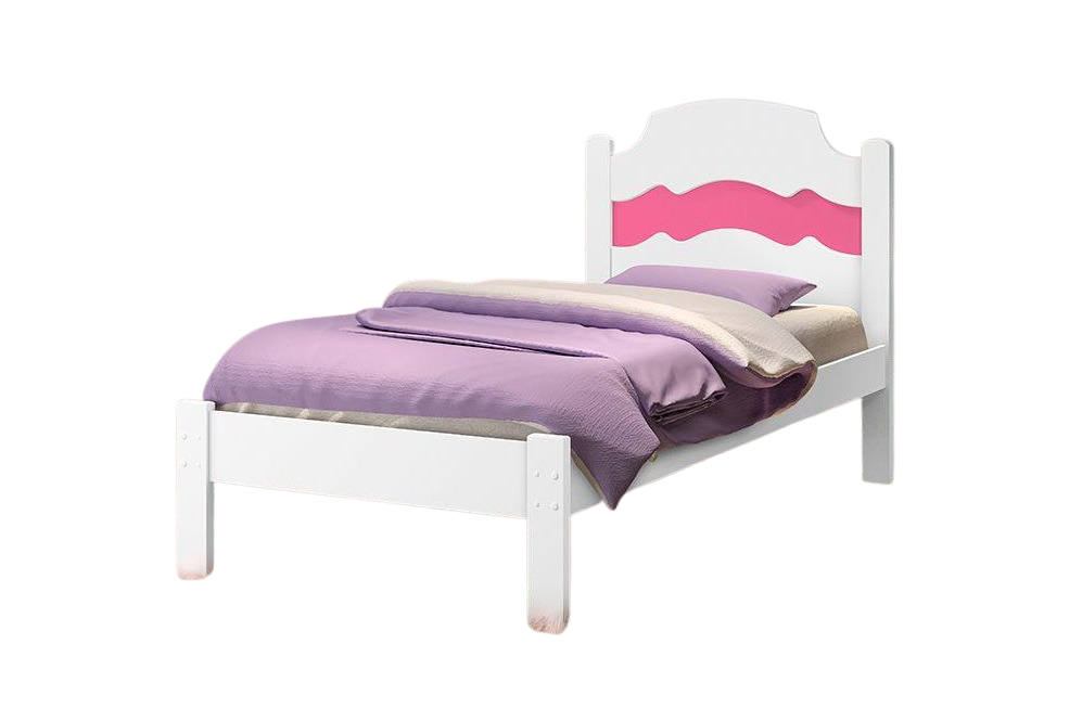 Cama Solteiro Íris Branco/Rosa/Azul - MADEC/VJ MÓVEIS - Imagem 4