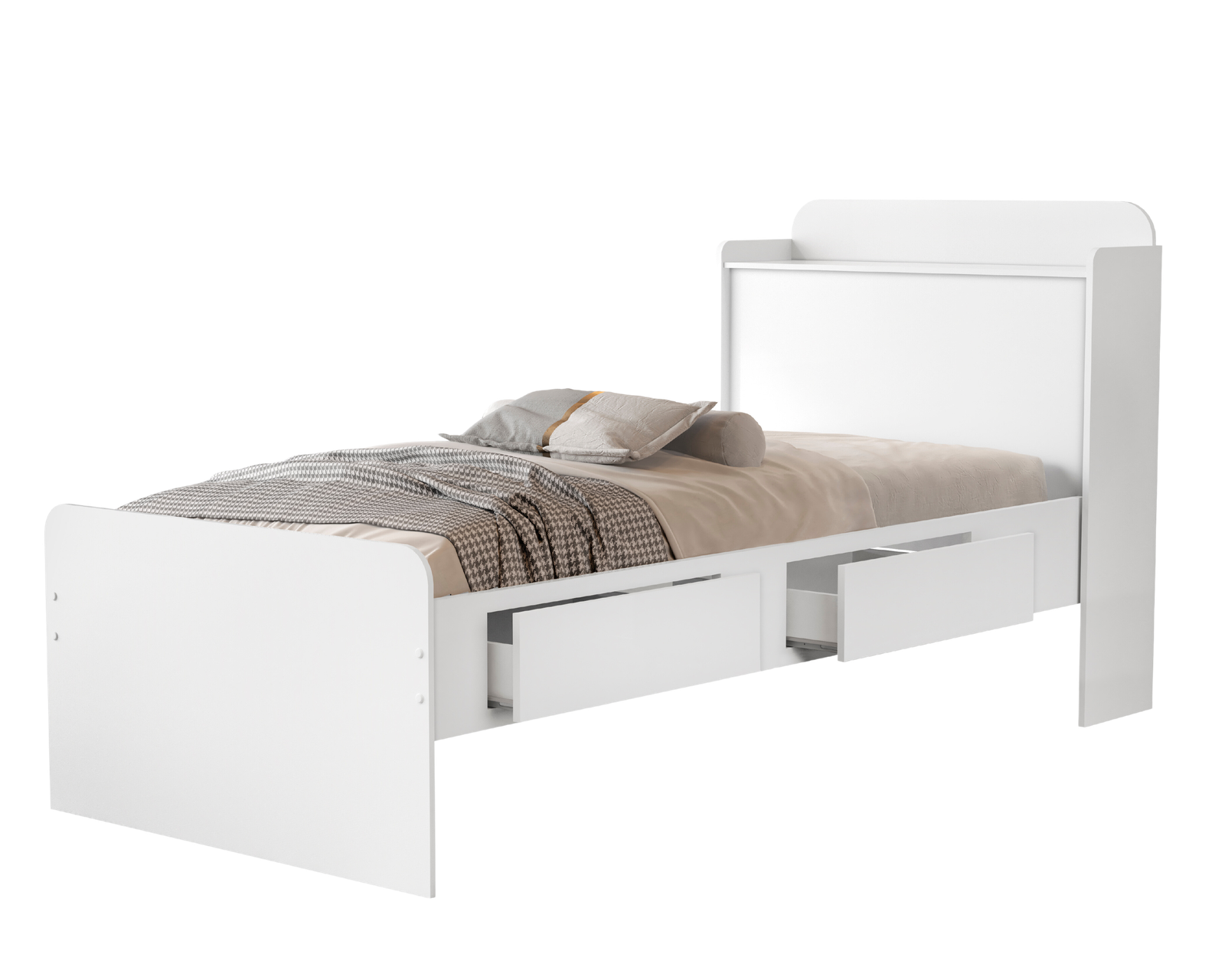 Cama Solteiro Baú Tamires Branco - MADEC/VJ MÓVEIS - Imagem 2