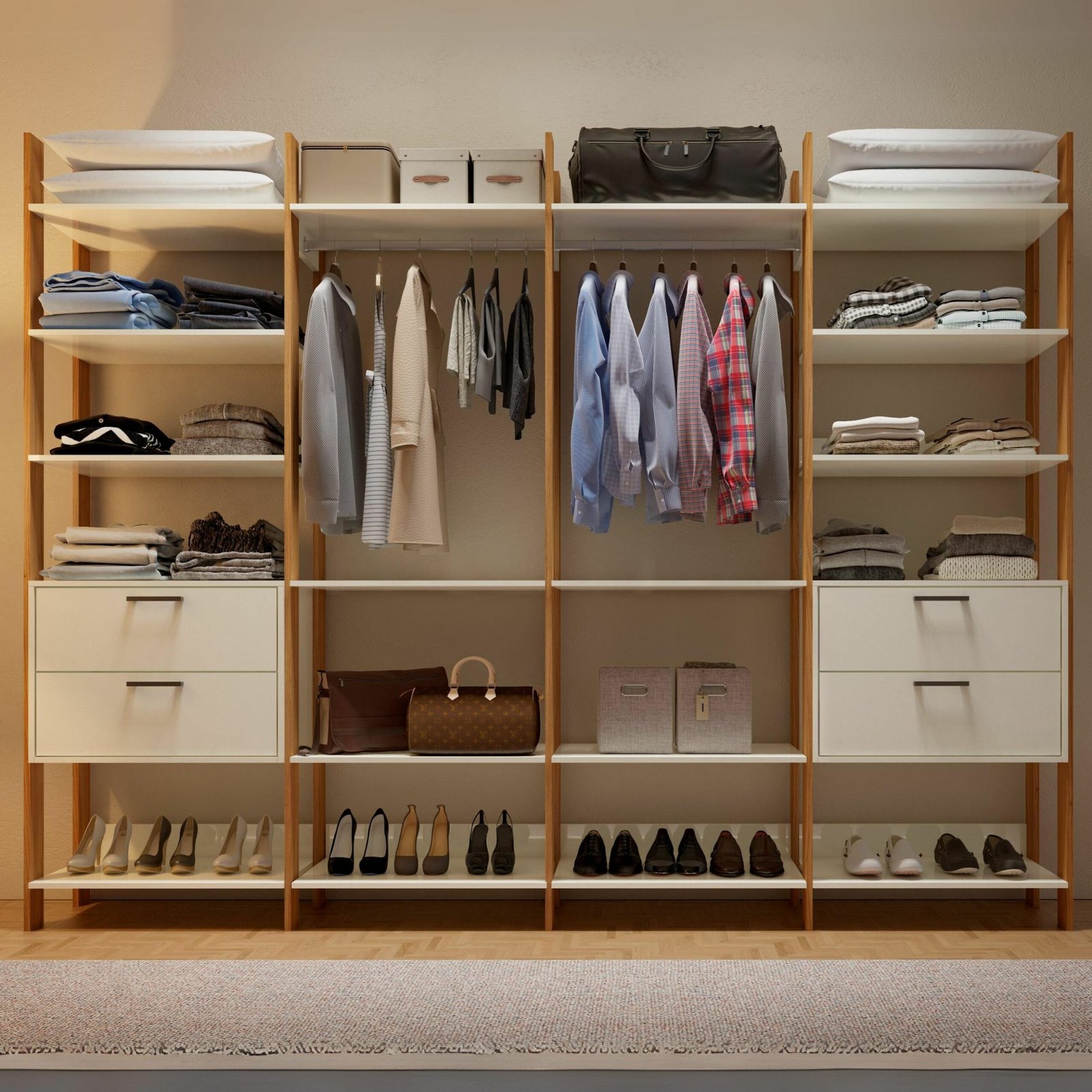 Closet 4 Torres TW406 2,89 m Off White/Freijó - DALLA COSTA