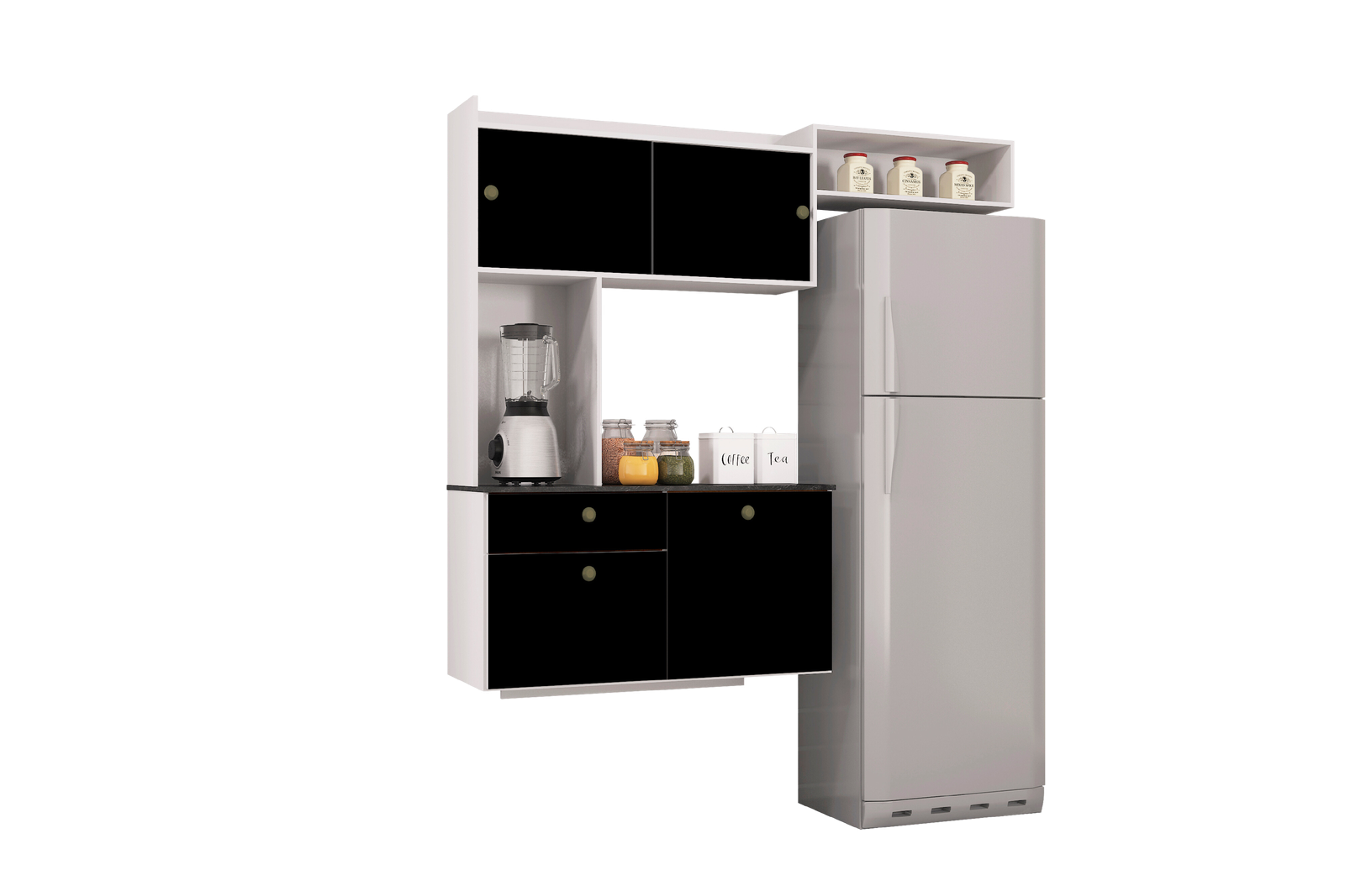 Cozinha Suspensa Lara Branco/Preto - POQUEMA - Imagem 2