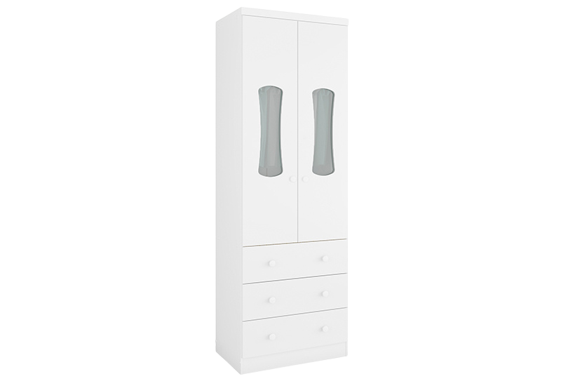 Guarda-Roupa 2 Portas Luna New Branco Brilho - PEROBA MÓVEIS - Imagem 2