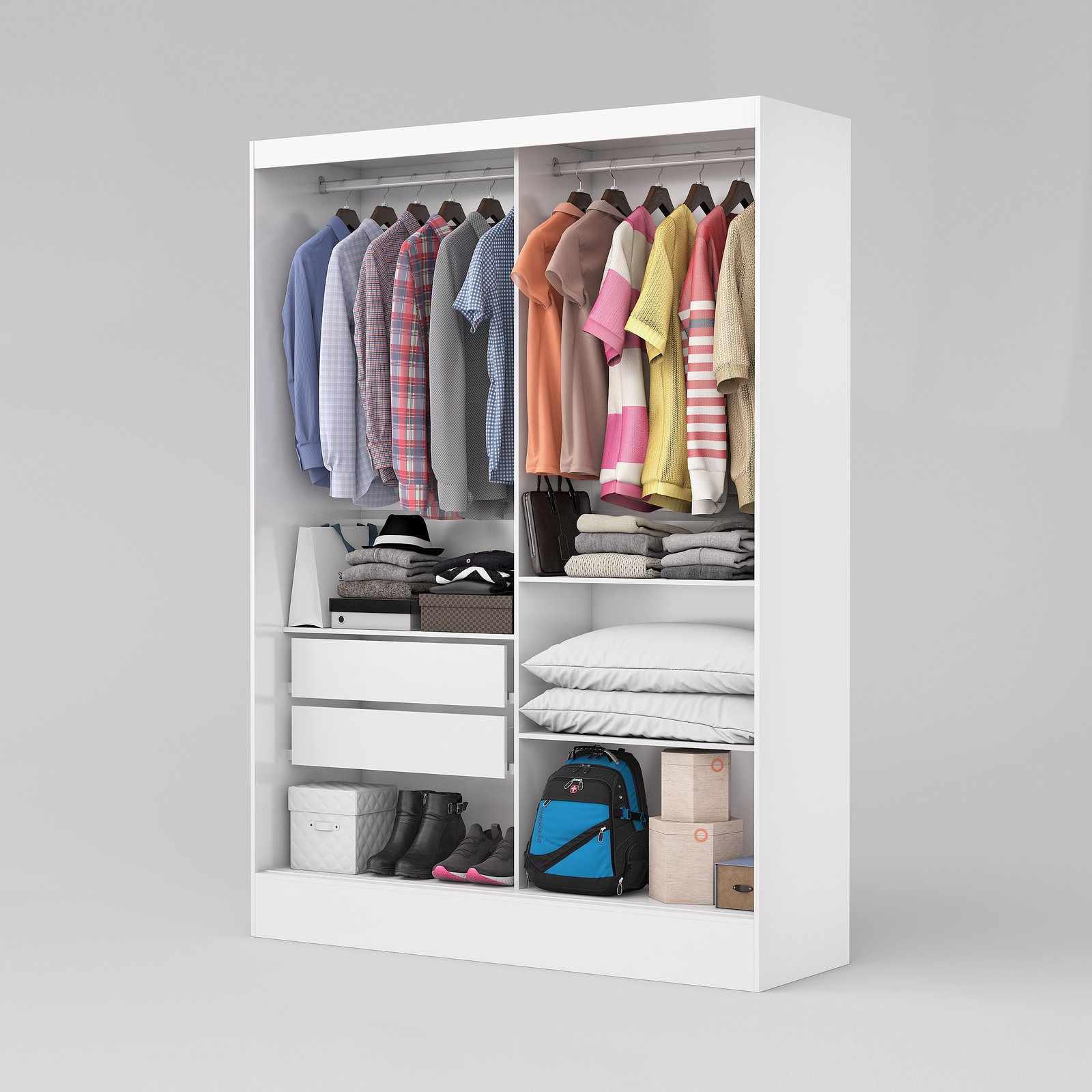 Guarda-Roupa 2 Portas Santiago/Belém Plus 1,31 m Branco - CARIOCA MÓVEIS - Imagem 3