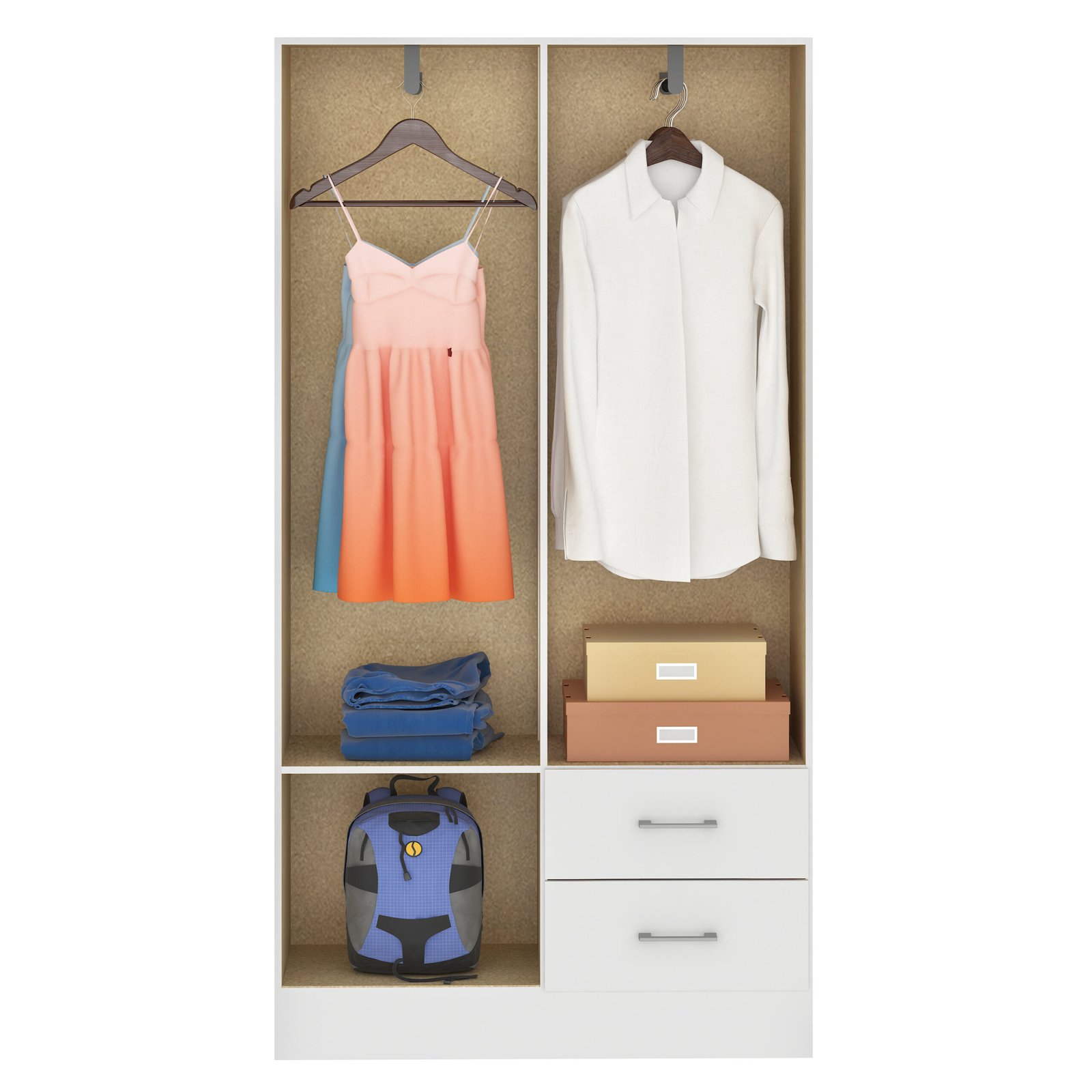 Guarda-Roupa 4 Portas Panamá 4002 + Cômoda 5 Gavetas Sapateira Miami Branco - FELLICCI - Imagem 4