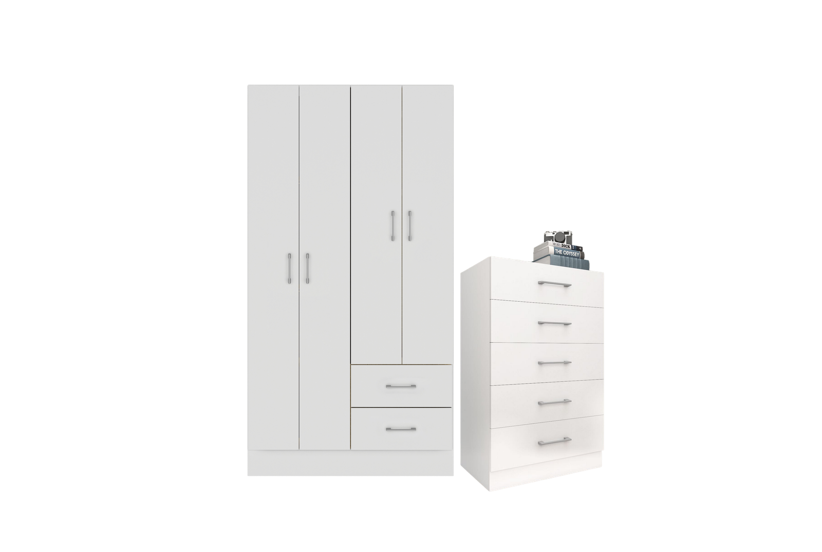 Guarda-Roupa 4 Portas Panamá 4002 + Cômoda 5 Gavetas Aruba Branco - FELLICCI - Imagem 2