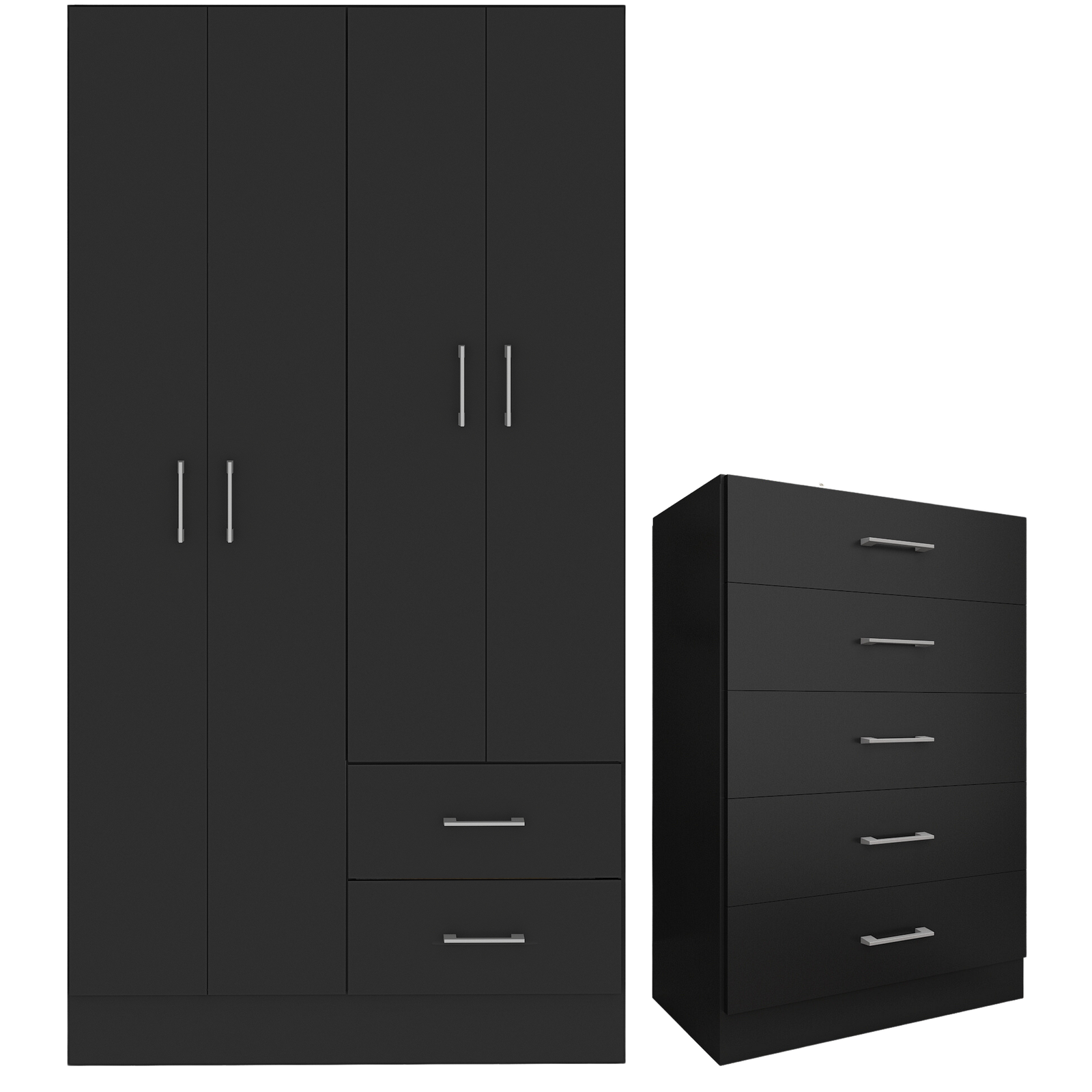 Guarda-Roupa 4 Portas Panamá 4002 + Cômoda 5 Gavetas Aruba Preto - FELLICCI - Imagem 2