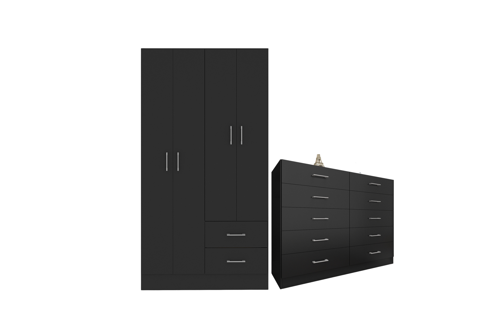 Guarda-Roupa 4 Portas Panamá 4002 + Cômoda 10 Gavetas Caribe Preto – FELLICCI - Imagem 2