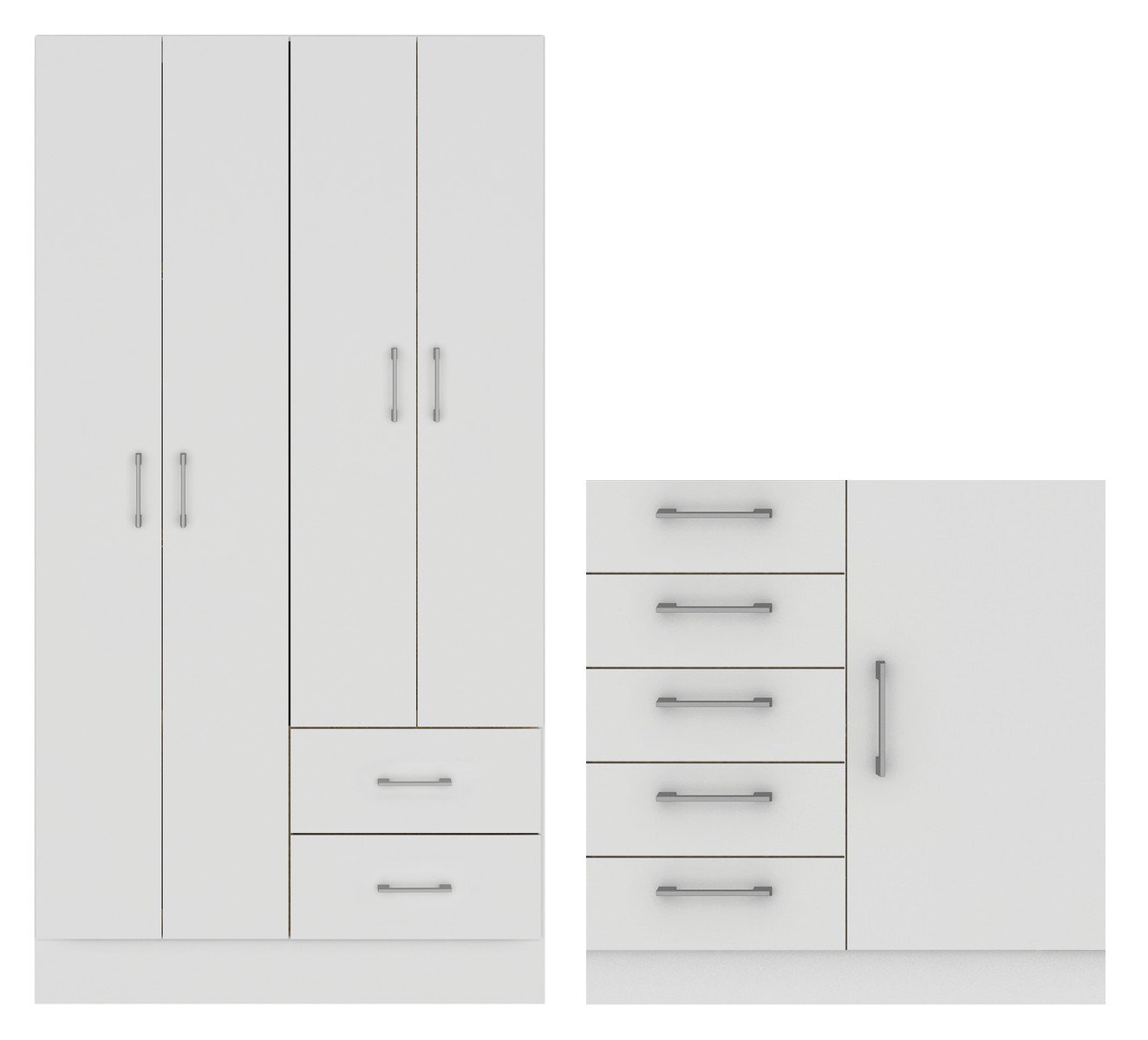 Guarda-Roupa 4 Portas Panamá 4002 + Cômoda 5 Gavetas Sapateira Miami Branco - FELLICCI - Imagem 3