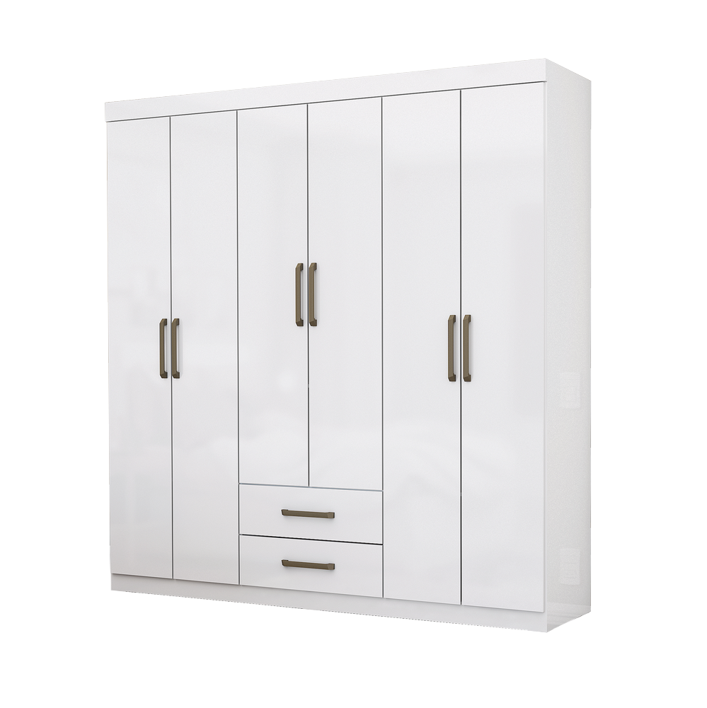 Guarda-Roupa 6 Portas(Sem Espelho/Sem Pés) Áries 1,53 m Branco – CARIOCA MÓVEIS - Imagem 2