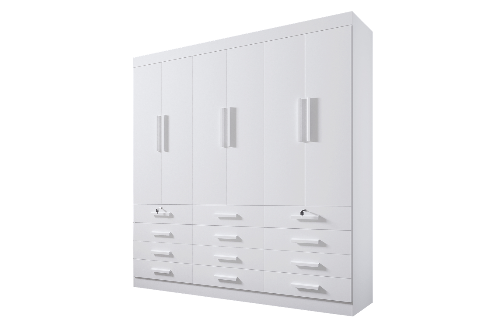 Guarda-Roupa 6 Portas Mônaco 2,40 m Branco - D'DORO MÓVEIS - Imagem 2