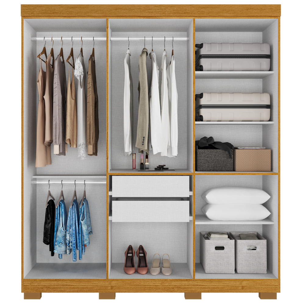 Guarda-Roupa 6 Portas Paolla 1,80 m Cinamono/Off White - ACP MÓVEIS - Imagem 3
