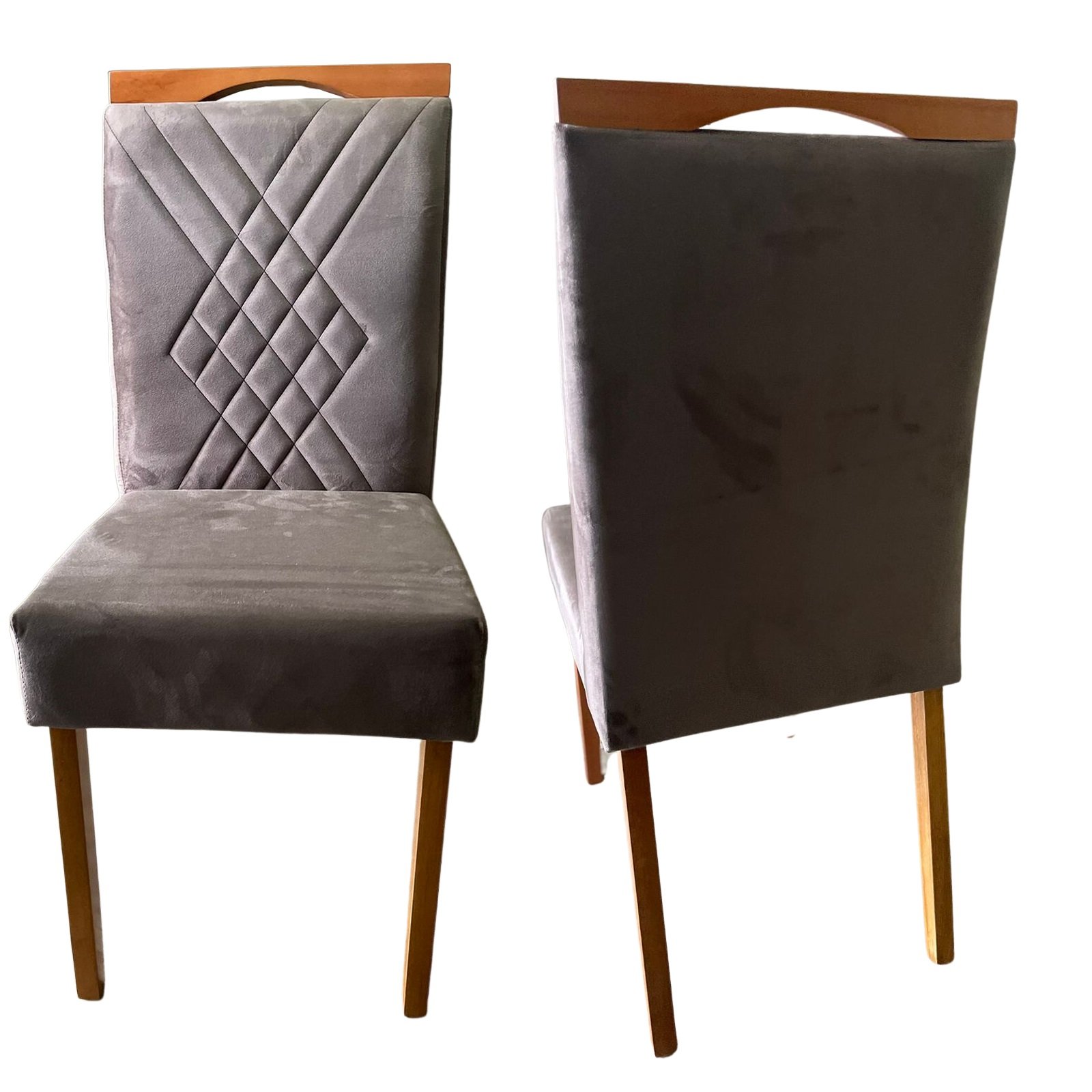 Kit 2 Cadeiras Helena Mel/Veludo Marrom – OURO DECOR - Imagem 2