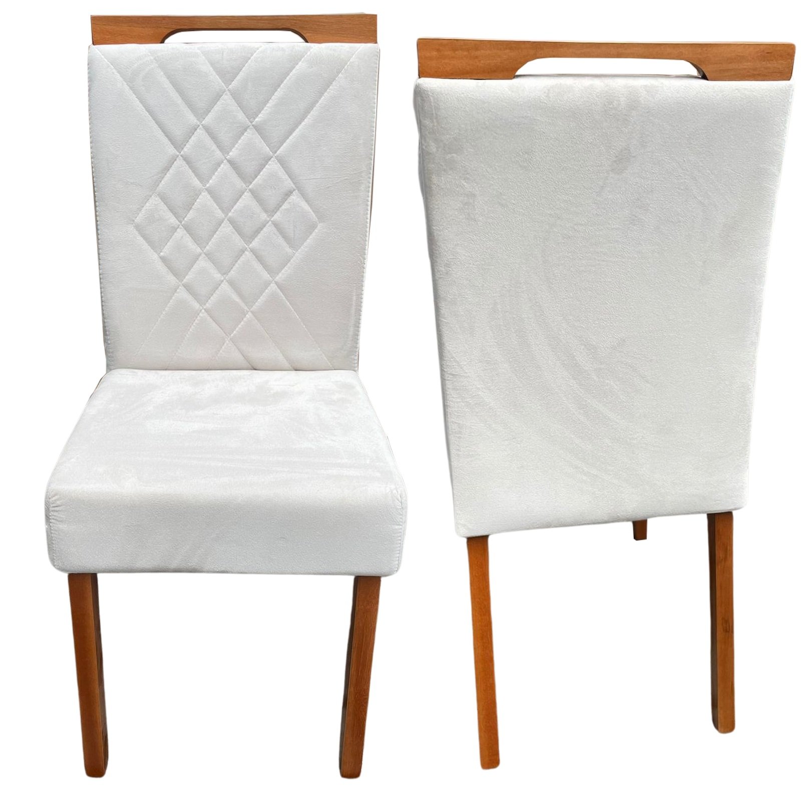 Kit 2 Cadeiras Helena Mel/Veludo Bege – OURO DECOR - Imagem 4