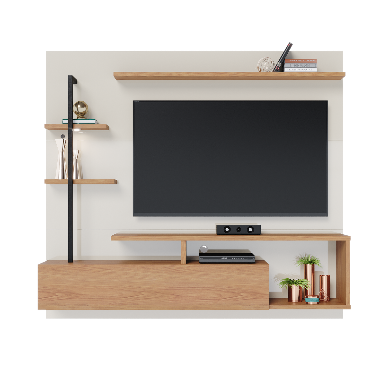 Home Suspenso até 58" Maragogi Off White/Freijó – COLIBRI - Imagem 2