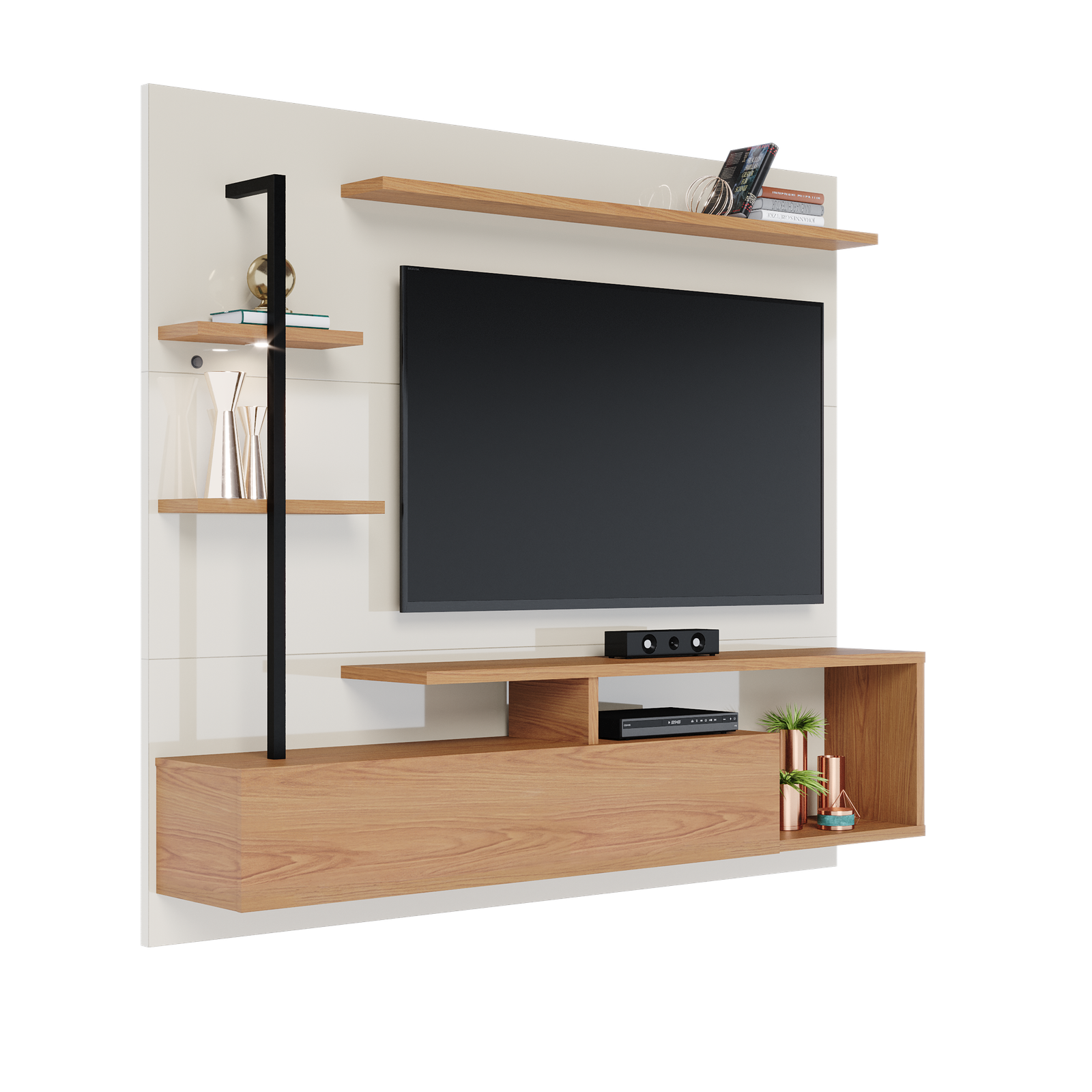 Home Suspenso até 58" Maragogi Off White/Freijó – COLIBRI - Imagem 3