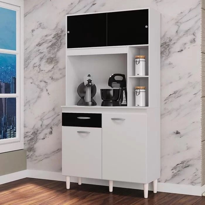 Kit Cozinha Duda 0,90 Branco/Preto - POQUEMA