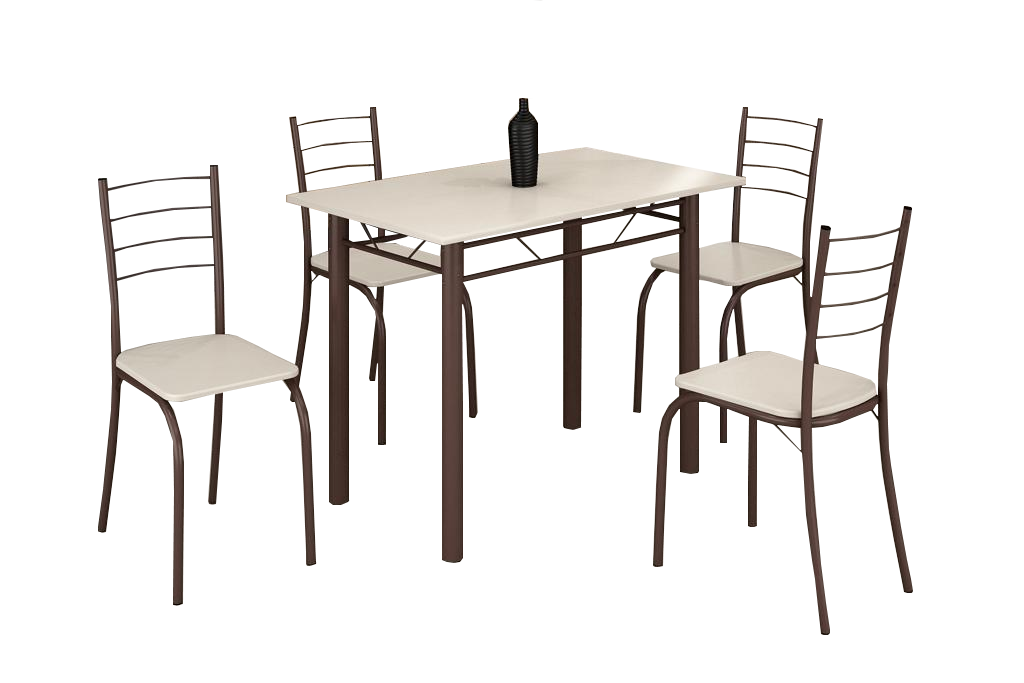 Mesa 4 Cadeiras Rio 100x60 (Base 2") Marrom/Off White - TEIXEIRA - Imagem 2