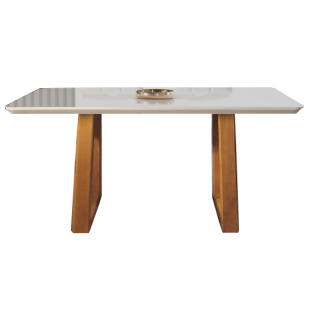 Mesa Ipanema 160 Imbuia Natural/Vidro Off White - MARKA MÓVEIS - Imagem 2