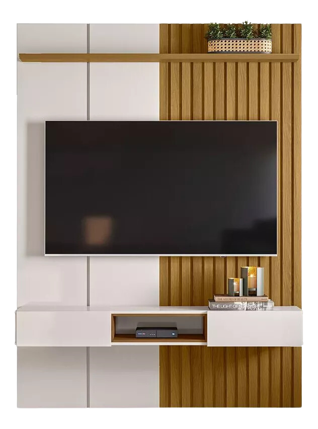 Painel até 65″ Bless 1.6 Off White/Freijó - LUKALIAM - Imagem 2