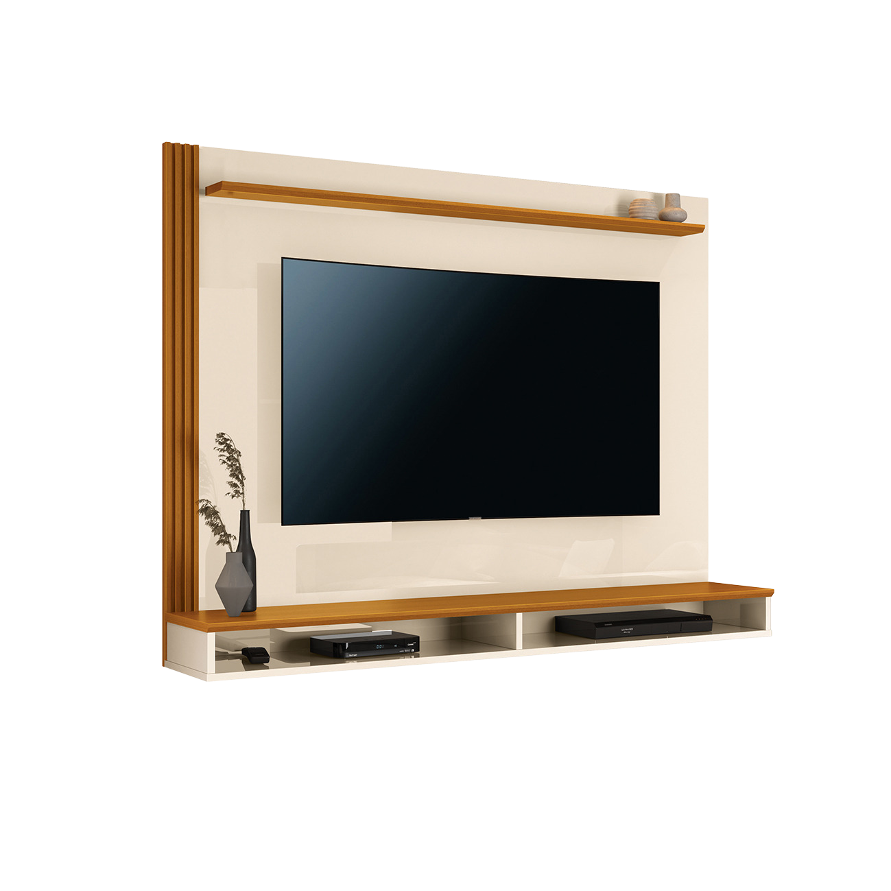 Painel até 55" Davos Off White/Cedro - EDN MÓVEIS - Imagem 2