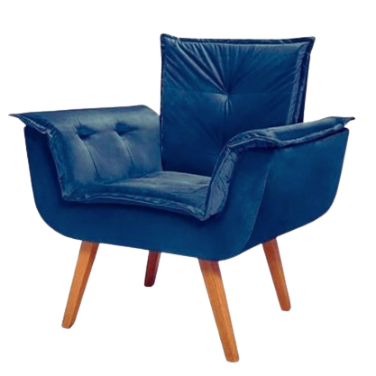 Poltrona Fixa Canadá Veludo Azul – JP ESTOFADOS - Imagem 3