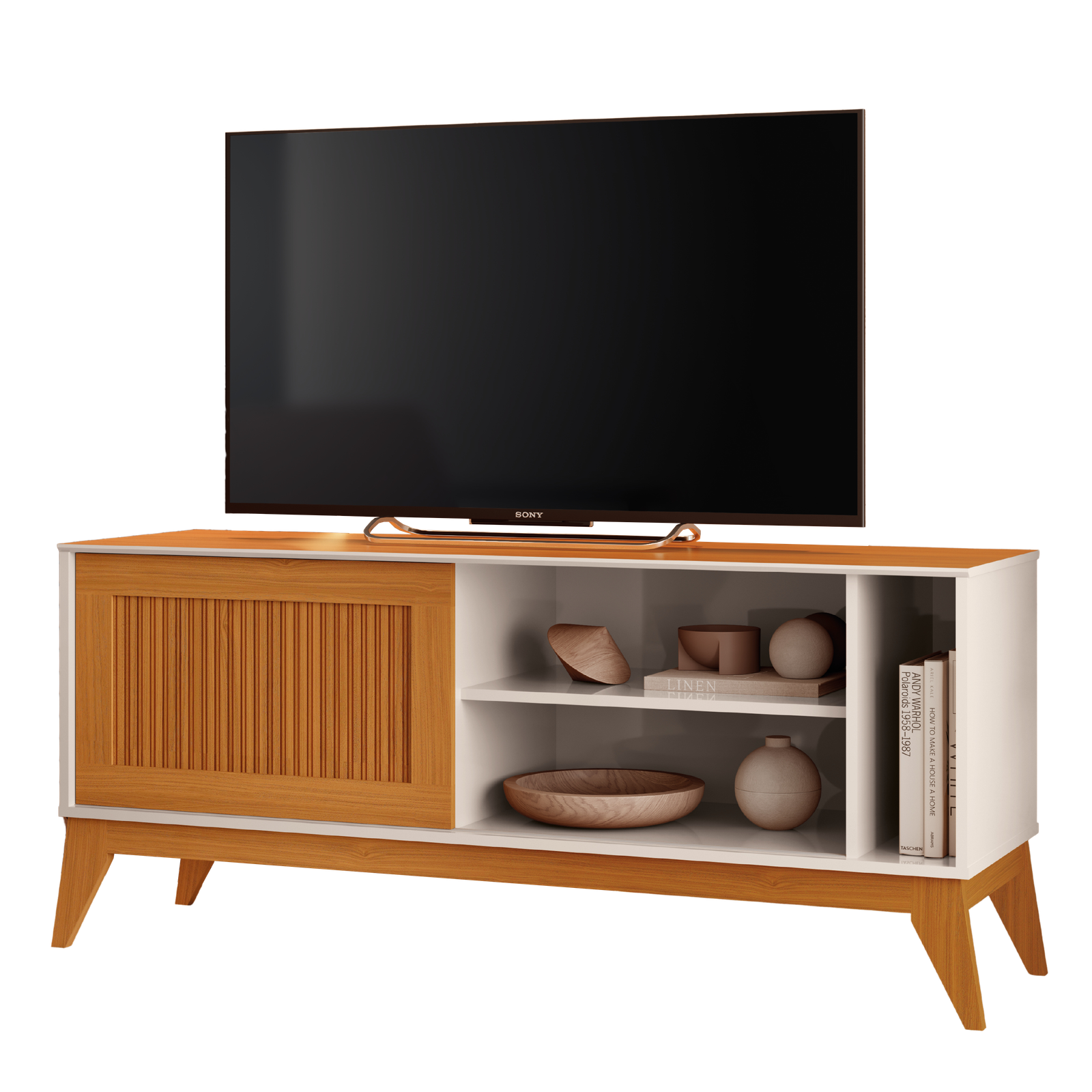 Rack até 55" Aruba Off White/Cedro - EDN MÓVEIS - Imagem 2