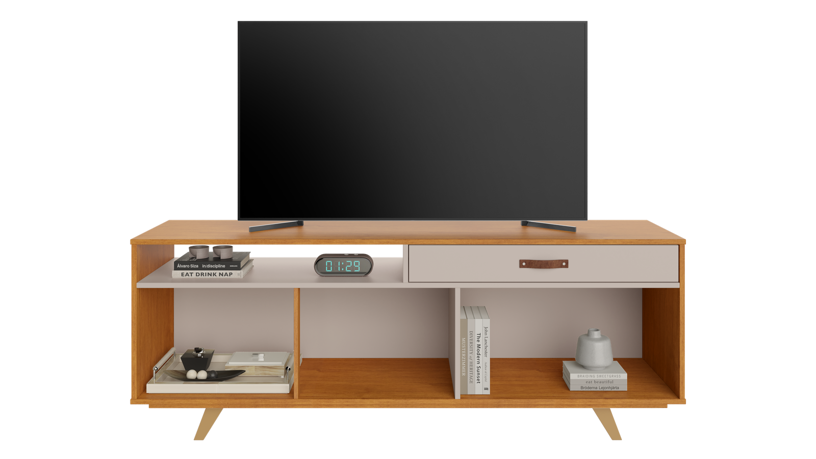 Rack até 65" Ímpar Cinamono/Off White - JCM MOVELARIA - Imagem 3