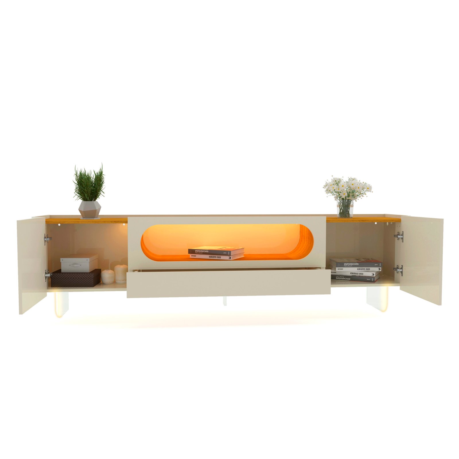 Rack até 85" Nobre 210 Off White/Naturale - GELIUS - Imagem 2