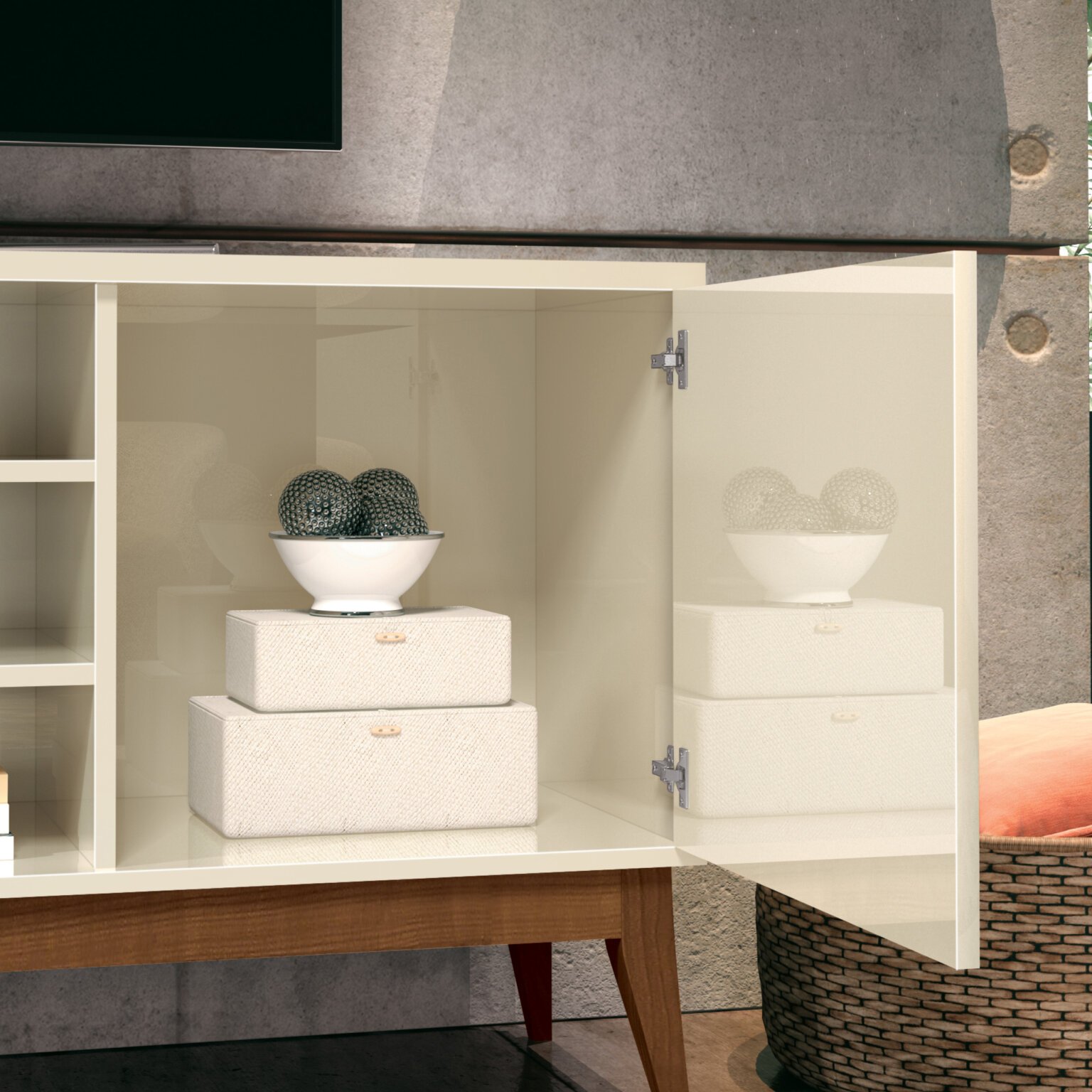 Rack até 65" Titan Off White – EDN MÓVEIS - Imagem 3