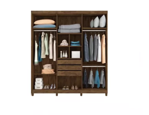 Guarda-Roupa (3 Gavetas) Porto Bello 2,007 m Branco - RUD RACK - Imagem 3