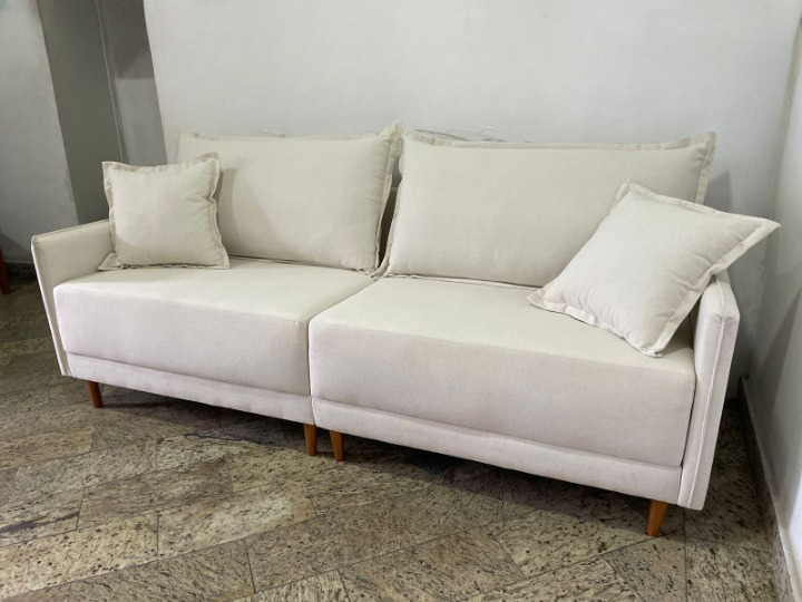 Sofá Living Liverpool 2,10 m Linho Bege - CAPRI ESTOFADOS - Imagem 2
