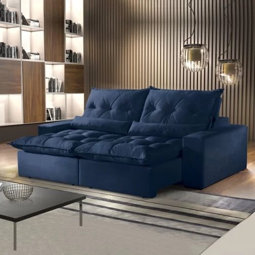 Sofá Retrátil e Reclinável Avalon 2,00 m Azul - IMPÉRIO ESTOFADOS