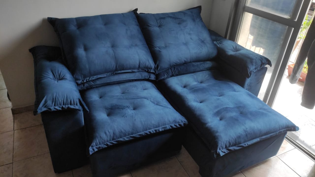 Sofá Retrátil e Reclinável Emanuelly 200 Azul - IMPÉRIO ESTOFADOS - Imagem 3