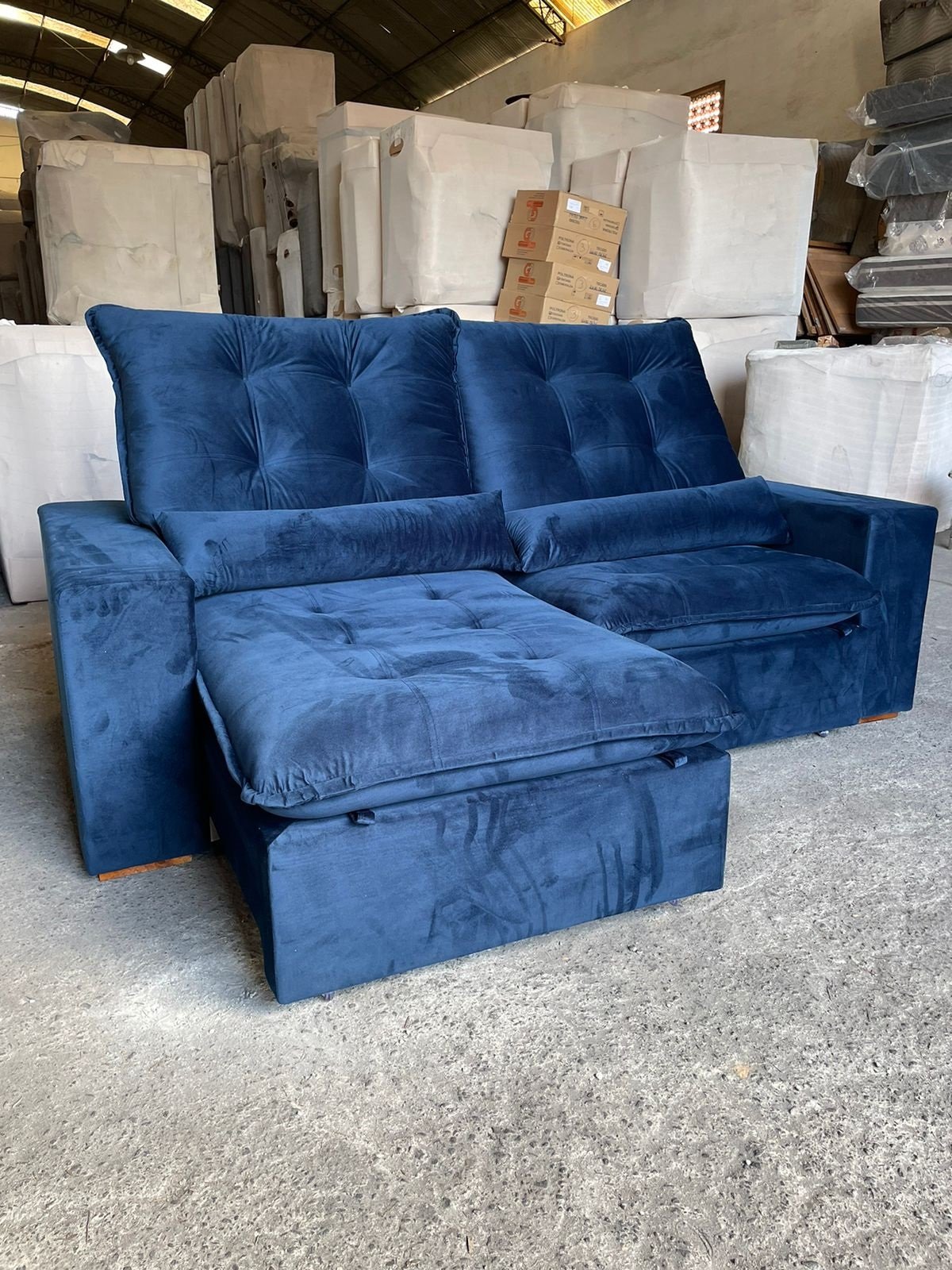 Sofá Retrátil e Reclinável Malu 2,90 m Azul - D'VITRINE ESTOFADOS - Imagem 4