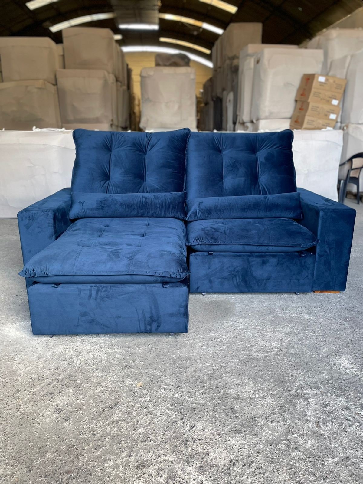 Sofá Retrátil e Reclinável Malu 2,90 m Azul - D'VITRINE ESTOFADOS - Imagem 3
