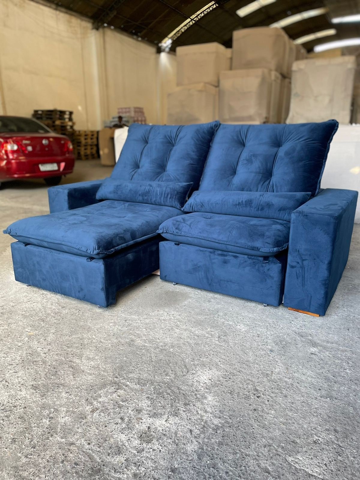 Sofá Retrátil e Reclinável Malu 2,90 m Azul - D'VITRINE ESTOFADOS - Imagem 2