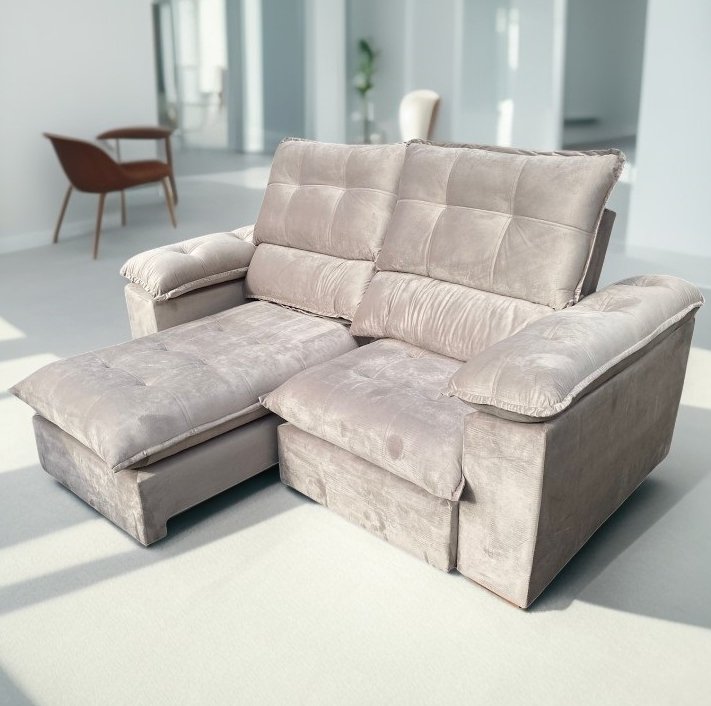 Sofá Retrátil e Reclinável Suíça 2,10 m Avelã – LEO DECOR