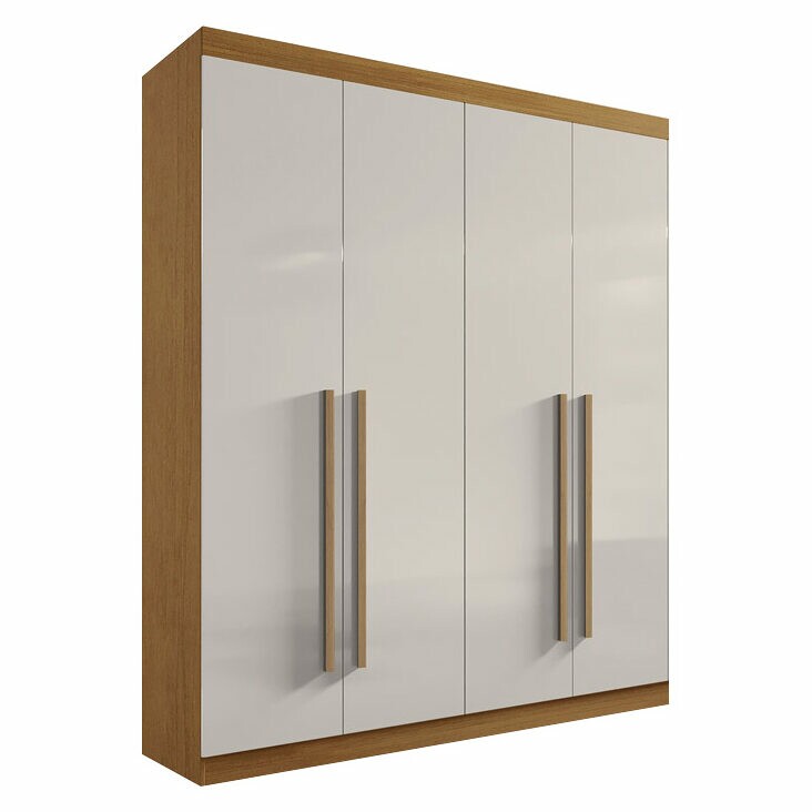 Guarda-Roupa Solteiro Da Vinci Plus 4 Portas 3 Gavetas Cinamomo/Off MDF Larg. 1.85m D Doro - Imagem 3