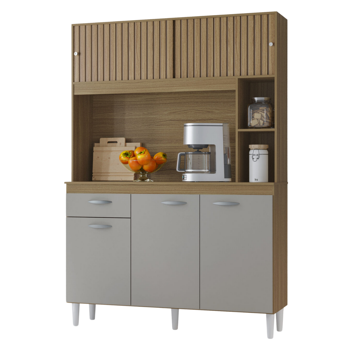 Kit Cozinha Duda 1,20 Damasco/Ripado/Off White – POQUEMA - Imagem 2