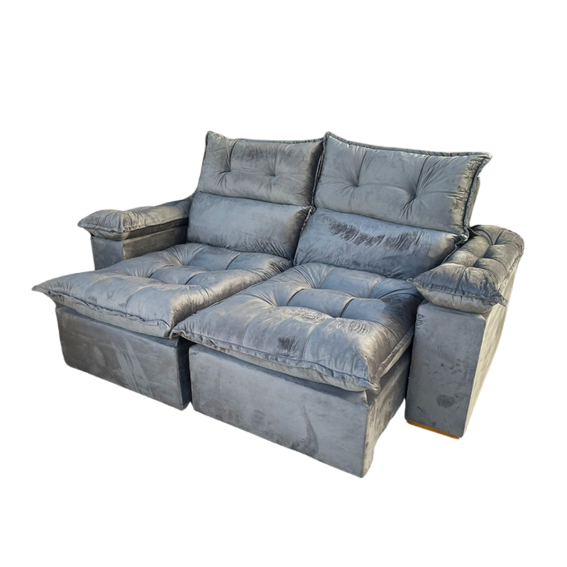 Sofá Retrátil e Reclinável Imperial 2,00 m Veludo Jolie Cinza 08 - IMPERIAL DECOR - Imagem 2