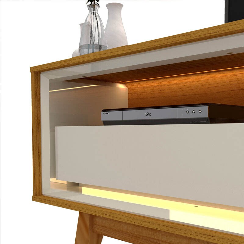 Painel Nobre TV até 85 Polegadas Larg. 2.30m + Rack Requinte Larg. 2.12m C/LED Naturale/Off Gelius - Imagem 3