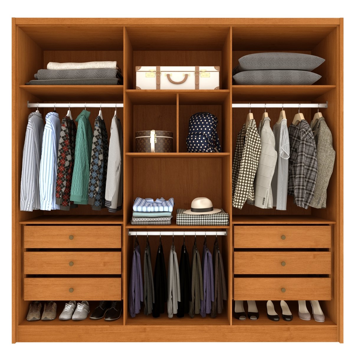 Guarda-Roupa 6 Portas Fortuna 2,43 m Cinamono/Off White - TCIL - Imagem 2