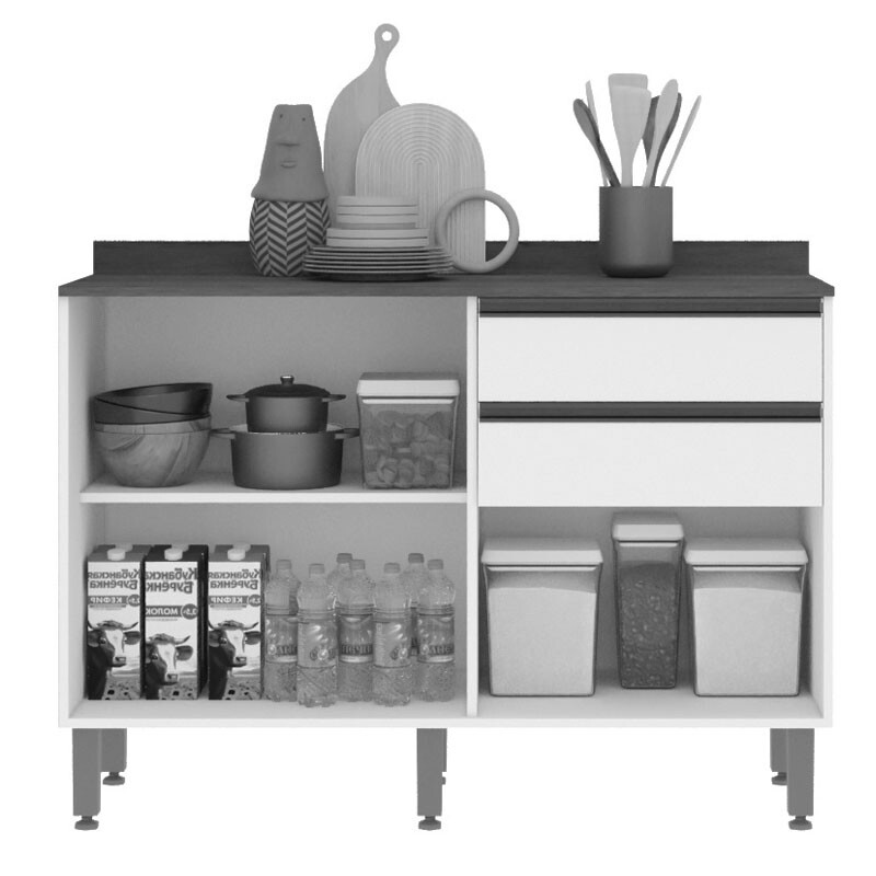 Balcão Cozinha Pérola 2 Portas Larg. 1.20m Cinamomo/Off Sallêto - Imagem 2