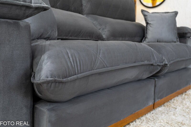 Sofá Retrátil Reclinável 2.50m Magnum Veludo Cinza 814 - Molas Ensacadas - Imagem 6