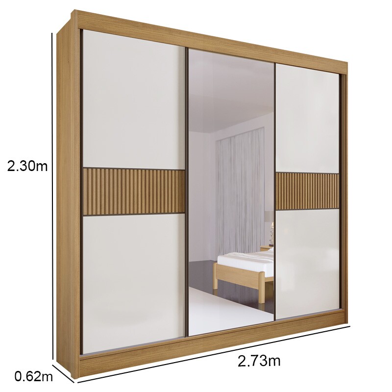 Guarda-Roupa Casal Los Angeles Ripado Cinamomo/Off White Flex MDF Larg. 2.73m D Doro - Imagem 4