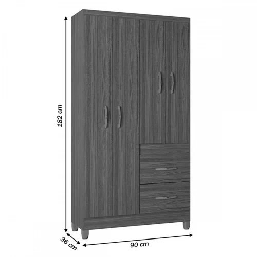 Guarda-Roupa 4 Portas Milão 0,91 m Chocolate - POQUEMA - Imagem 5