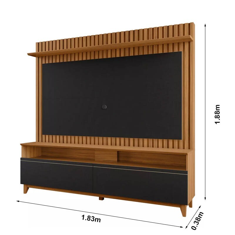 Home NT 1340 Ripado TV até 65 Polegadas Larg. 1.83m Freijó/Preto Notável - Imagem 5