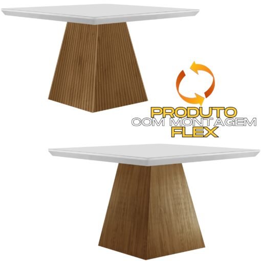 Mesa Luna 90 Canto Copo Imbuia/Ripado/Off White com 4 Cadeiras Jade Linho Turim 07 – RUFATO - Imagem 2