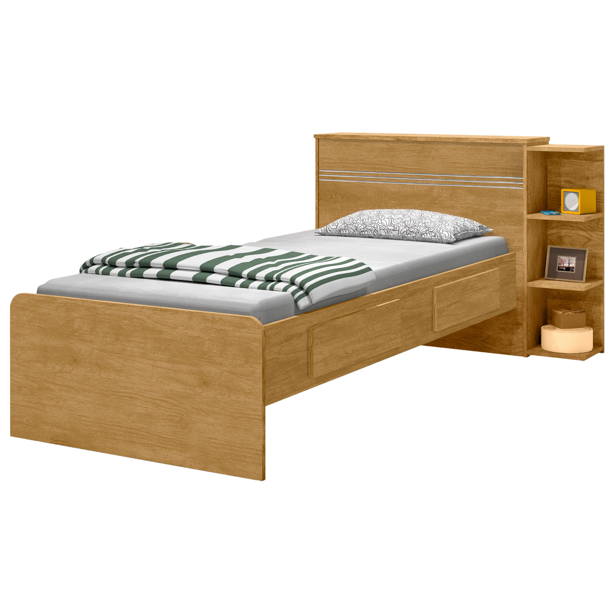 Cama Solteiro Baú Jade Nature - J&A MÓVEIS - Imagem 3