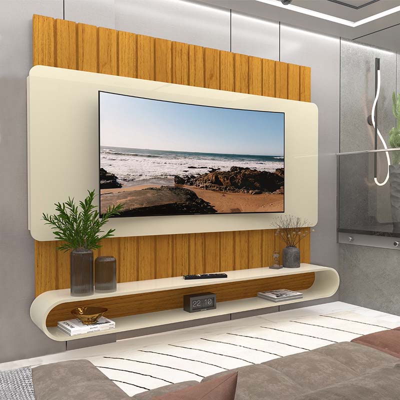Home Suspenso Prime Ripado TV até 75 Polegadas Larg. 1.83m Naturale/Off White Gelius