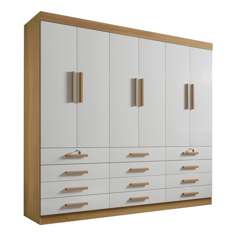 Guarda-Roupa Casal Mônaco 6 Portas 12 Gavetas Cinamomo/Off Larg. 2.40m D Doro - Imagem 5